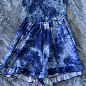 Blue Tie-Dye Kids Shorts Romper